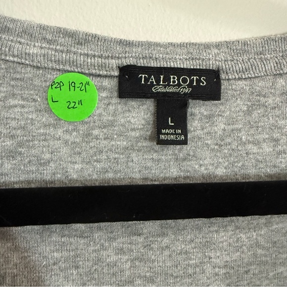 Talbots Gray Ruffle Trim Blouse Size Large 3/4 Sleeves - Picture 3 of 5